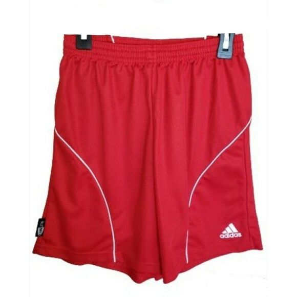 Adidas Boys Shorts L Red Athletic Long Basketball Clima365 Lightweight - Picture 1 of 6